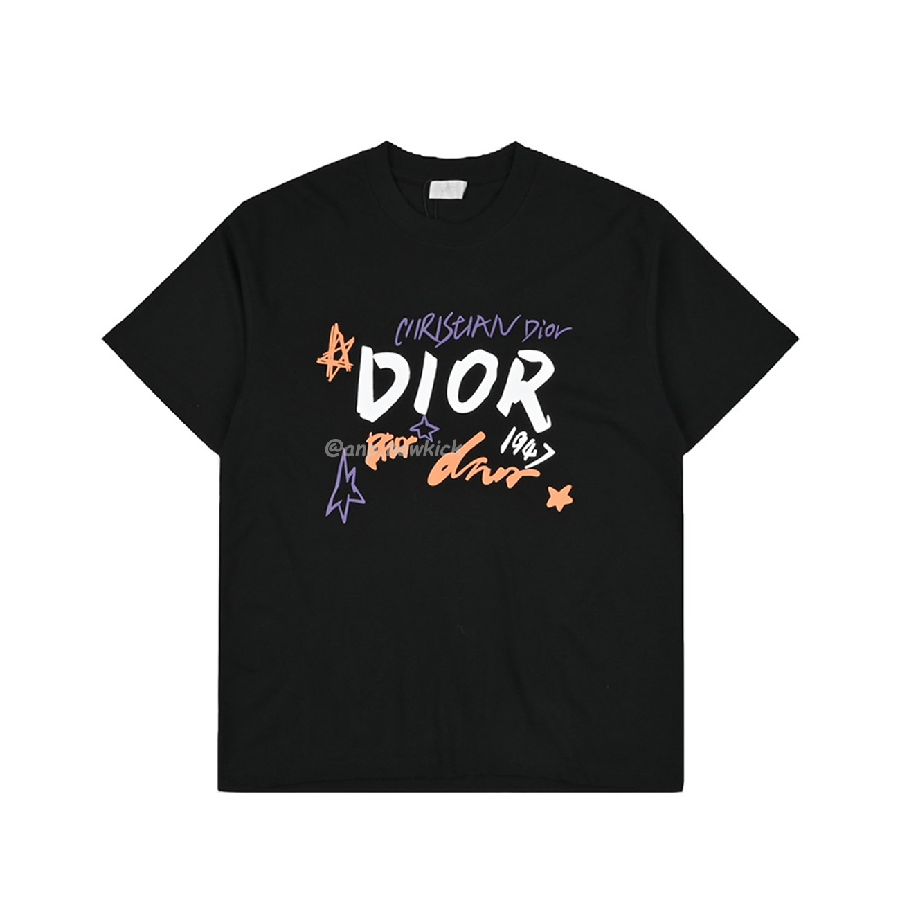 Dior Hand Drawn Sketch Logo Graffiti Short Sleeved T Shirt (10) - www.newkick.vip